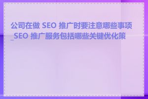 公司在做 SEO 推广时要注意哪些事项_SEO 推广服务包括哪些关键优化策略