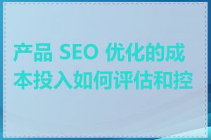 产品 SEO 优化的成本投入如何评估和控制