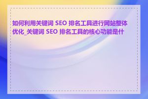 如何利用关键词 SEO 排名工具进行网站整体优化_关键词 SEO 排名工具的核心功能是什么