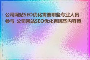 公司网站SEO优化需要哪些专业人员参与_公司网站SEO优化有哪些内容策略