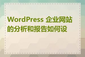 WordPress 企业网站的分析和报告如何设置