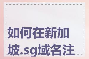 如何在新加坡.sg域名注册