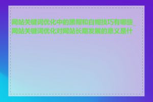 网站关键词优化中的黑帽和白帽技巧有哪些_网站关键词优化对网站长期发展的意义是什么