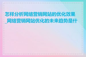 怎样分析网络营销网站的优化效果_网络营销网站优化的未来趋势是什么