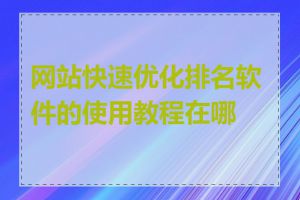 网站快速优化排名软件的使用教程在哪里