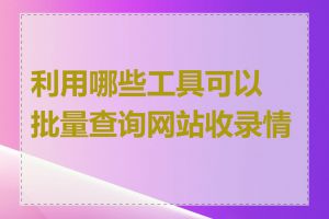 利用哪些工具可以批量查询网站收录情况