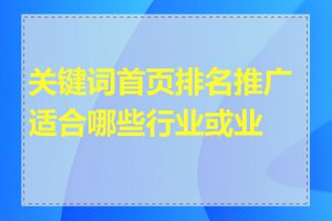 关键词首页排名推广适合哪些行业或业务