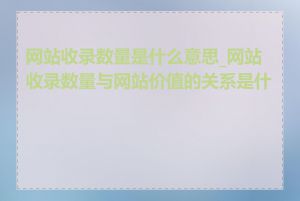 网站收录数量是什么意思_网站收录数量与网站价值的关系是什么