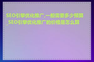 SEO引擎优化推广,一般需要多少预算_SEO引擎优化推广的价格是怎么算的