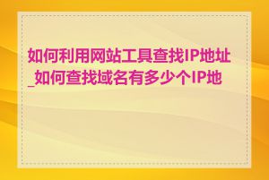 如何利用网站工具查找IP地址_如何查找域名有多少个IP地址