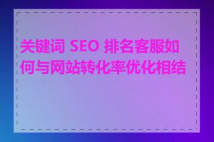 关键词 SEO 排名客服如何与网站转化率优化相结合