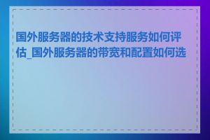 国外服务器的技术支持服务如何评估_国外服务器的带宽和配置如何选择