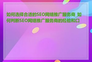 如何选择合适的SEO网络推广服务商_如何判断SEO网络推广服务商的经验和口碑