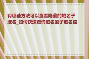 有哪些方法可以查看隐藏的域名子域名_如何快速查询域名的子域名信息