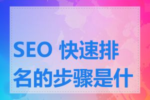 SEO 快速排名的步骤是什么