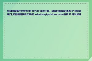 如何使用第三方软件(如 TCP/IP 监控工具、网络扫描器等)查看 IP 地址和端口_如何使用在线工具(如 whatismyipaddress.com)查看 IP 地址和端口