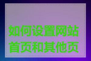 如何设置网站首页和其他页面