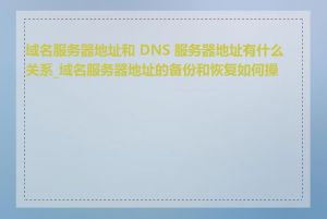 域名服务器地址和 DNS 服务器地址有什么关系_域名服务器地址的备份和恢复如何操作