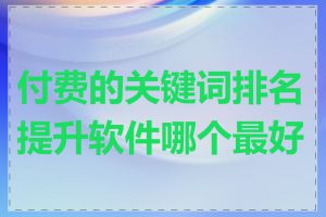 付费的关键词排名提升软件哪个最好用