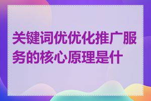 关键词优优化推广服务的核心原理是什么