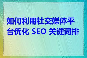 如何利用社交媒体平台优化 SEO 关键词排名