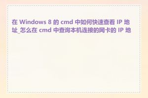 在 Windows 8 的 cmd 中如何快速查看 IP 地址_怎么在 cmd 中查询本机连接的网卡的 IP 地址