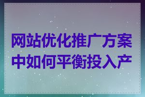 网站优化推广方案中如何平衡投入产出