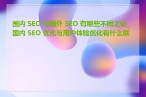 国内 SEO 与国外 SEO 有哪些不同之处_国内 SEO 优化与用户体验优化有什么联系