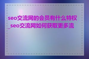 seo交流网的会员有什么特权_seo交流网如何获取更多流量