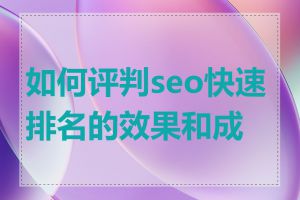 如何评判seo快速排名的效果和成效