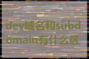 dev域名和subdomain有什么区别