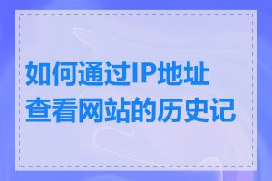 如何通过IP地址查看网站的历史记录