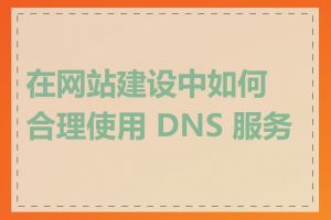 在网站建设中如何合理使用 DNS 服务器