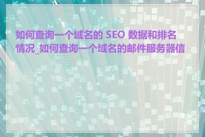 如何查询一个域名的 SEO 数据和排名情况_如何查询一个域名的邮件服务器信息