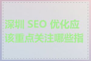 深圳 SEO 优化应该重点关注哪些指标