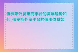 俄罗斯外贸电商平台的发展趋势如何_俄罗斯外贸平台的信用体系如何