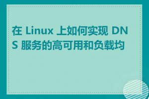 在 Linux 上如何实现 DNS 服务的高可用和负载均衡