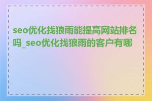 seo优化找狼雨能提高网站排名吗_seo优化找狼雨的客户有哪些