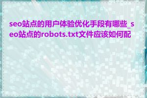 seo站点的用户体验优化手段有哪些_seo站点的robots.txt文件应该如何配置