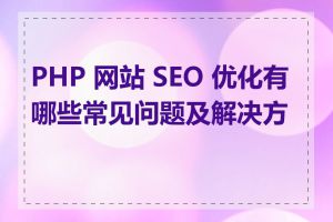 PHP 网站 SEO 优化有哪些常见问题及解决方法