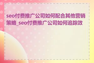 seo付费推广公司如何配合其他营销策略_seo付费推广公司如何追踪效果