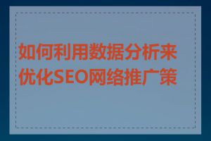 如何利用数据分析来优化SEO网络推广策略