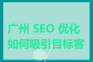 广州 SEO 优化如何吸引目标客户