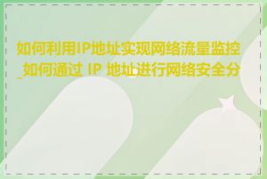 如何利用IP地址实现网络流量监控_如何通过 IP 地址进行网络安全分析