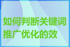 如何判断关键词推广优化的效果