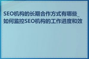 SEO机构的长期合作方式有哪些_如何监控SEO机构的工作进度和效果