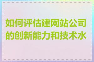 如何评估建网站公司的创新能力和技术水平