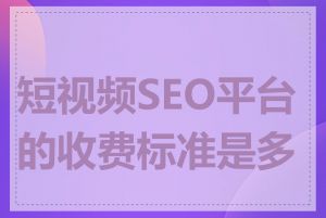 短视频SEO平台的收费标准是多少