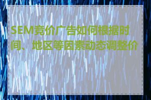 SEM竞价广告如何根据时间、地区等因素动态调整价格