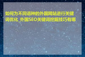 如何为不同语种的外国网站进行关键词优化_外国SEO关键词挖掘技巧有哪些